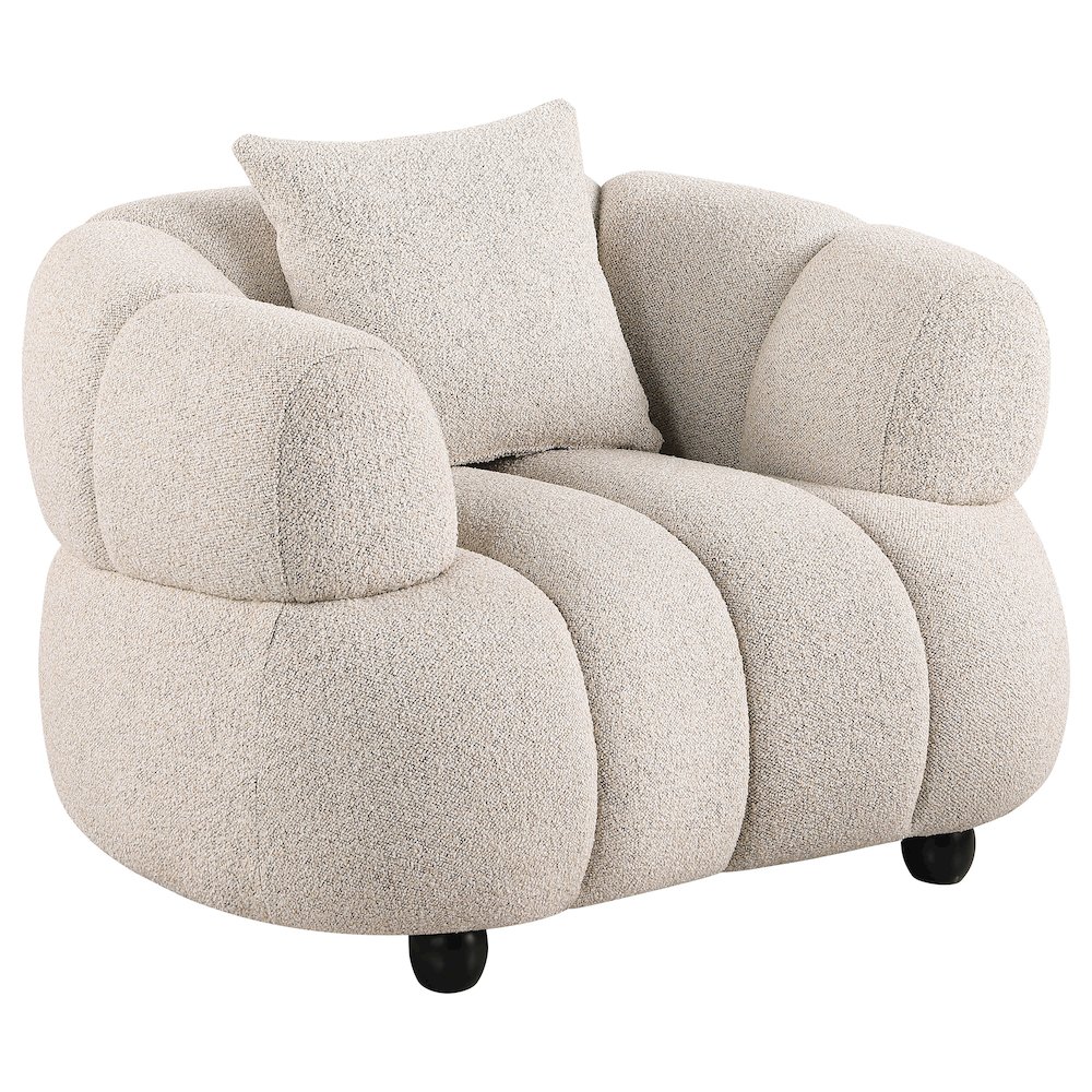 Whitney Contemporary Channel Tufted Boucle Upholstered Accent Chair. Picture 1