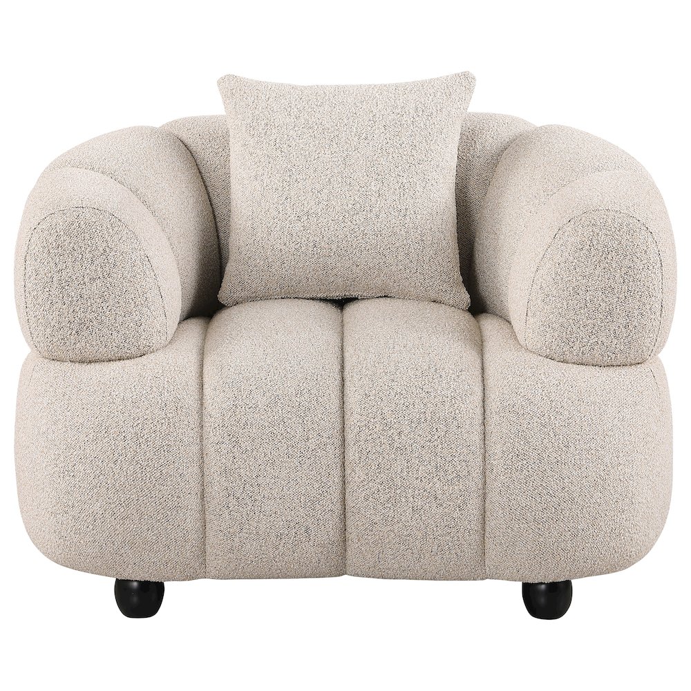 Whitney Contemporary Channel Tufted Boucle Upholstered Accent Chair. Picture 2