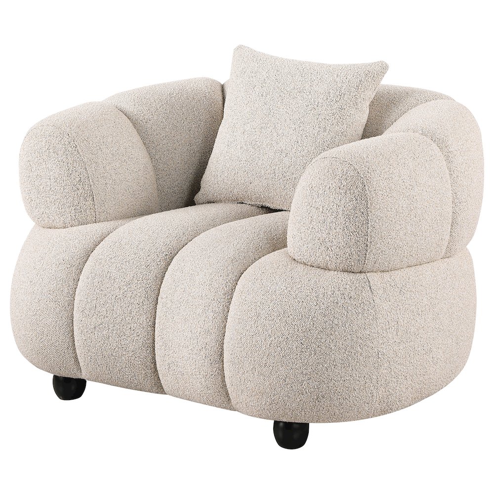 Whitney Contemporary Channel Tufted Boucle Upholstered Accent Chair. Picture 3