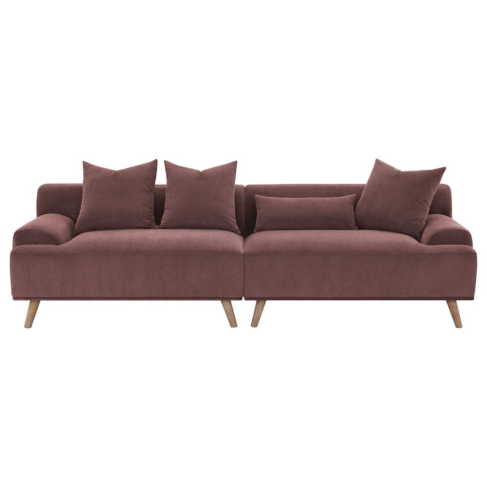 Elizabeth Corduroy Upholstered Extra Long Sofa Wine Red. Picture 3