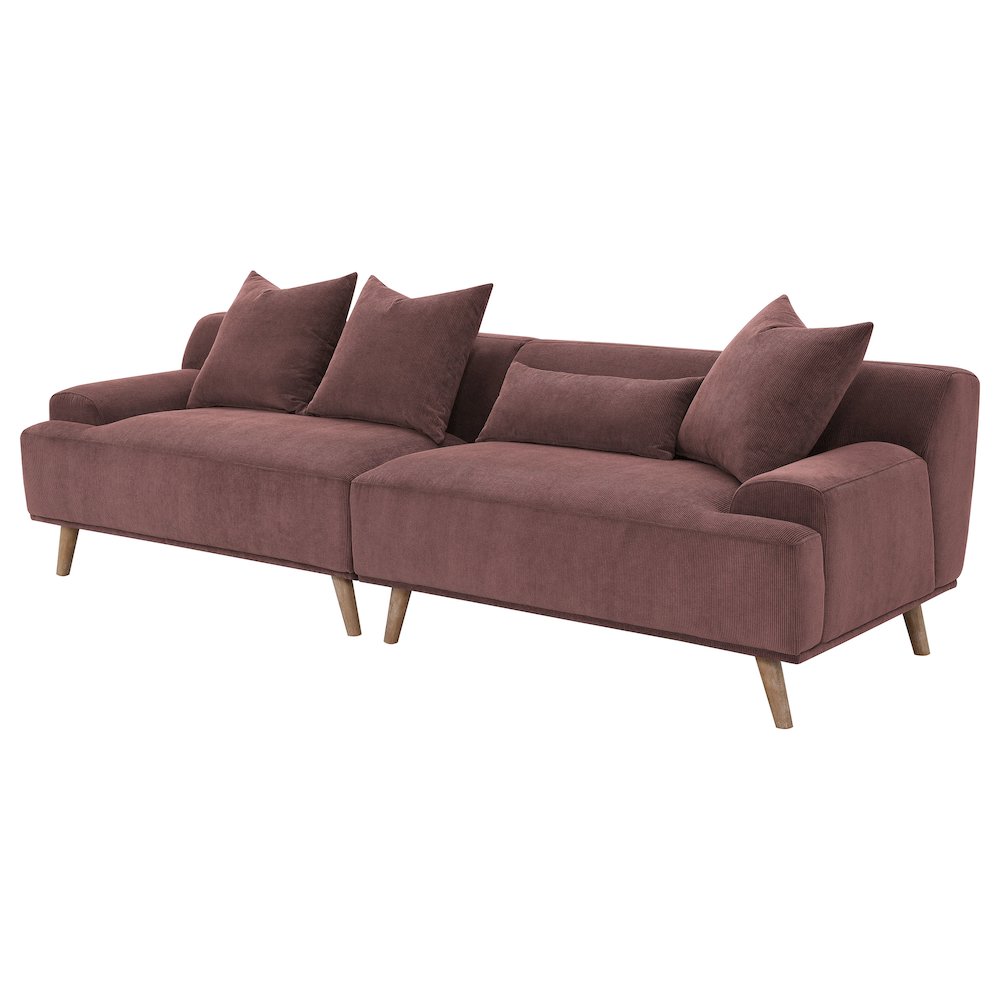 Elizabeth Corduroy Upholstered Extra Long Sofa Wine Red. Picture 4