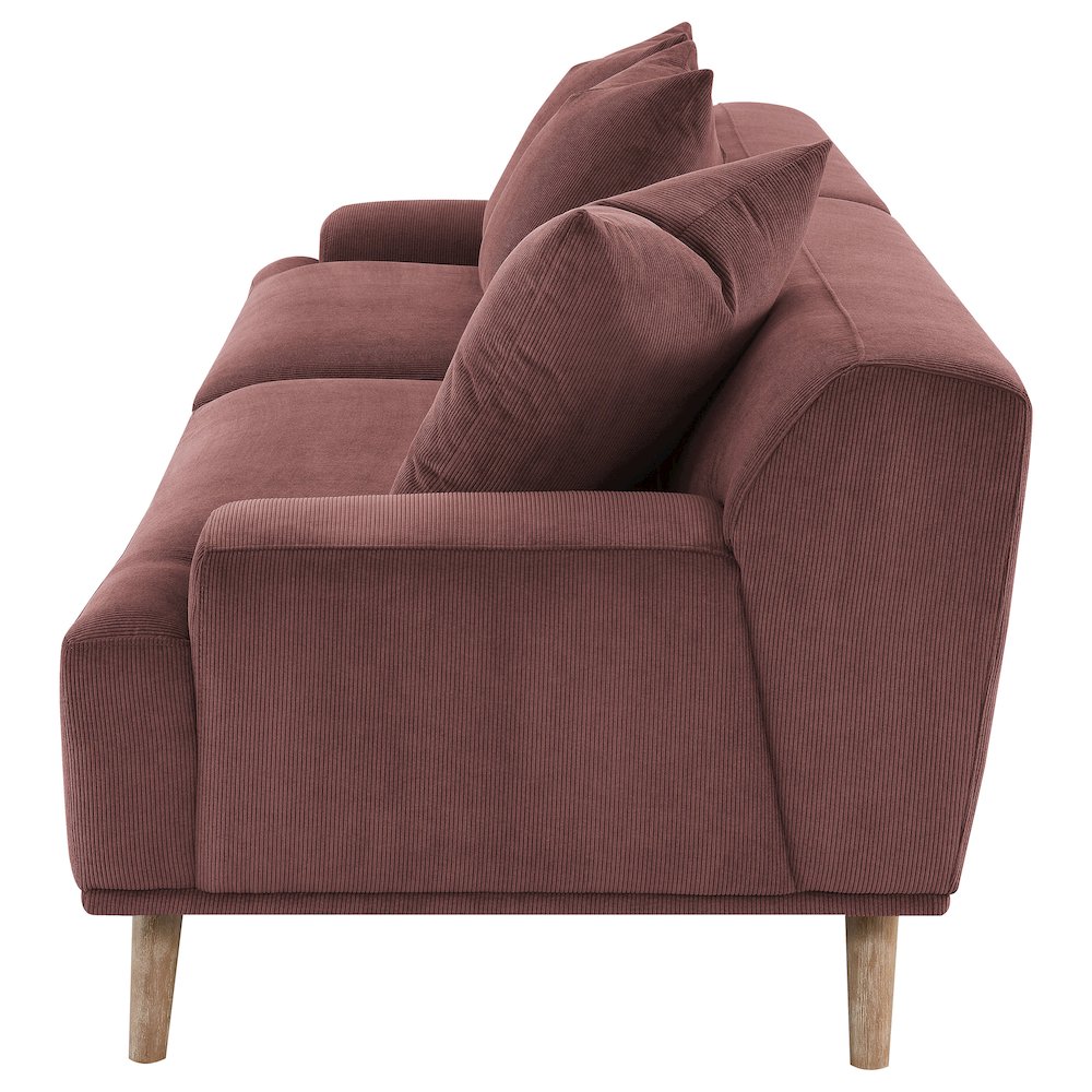 Elizabeth Corduroy Upholstered Extra Long Sofa Wine Red. Picture 5