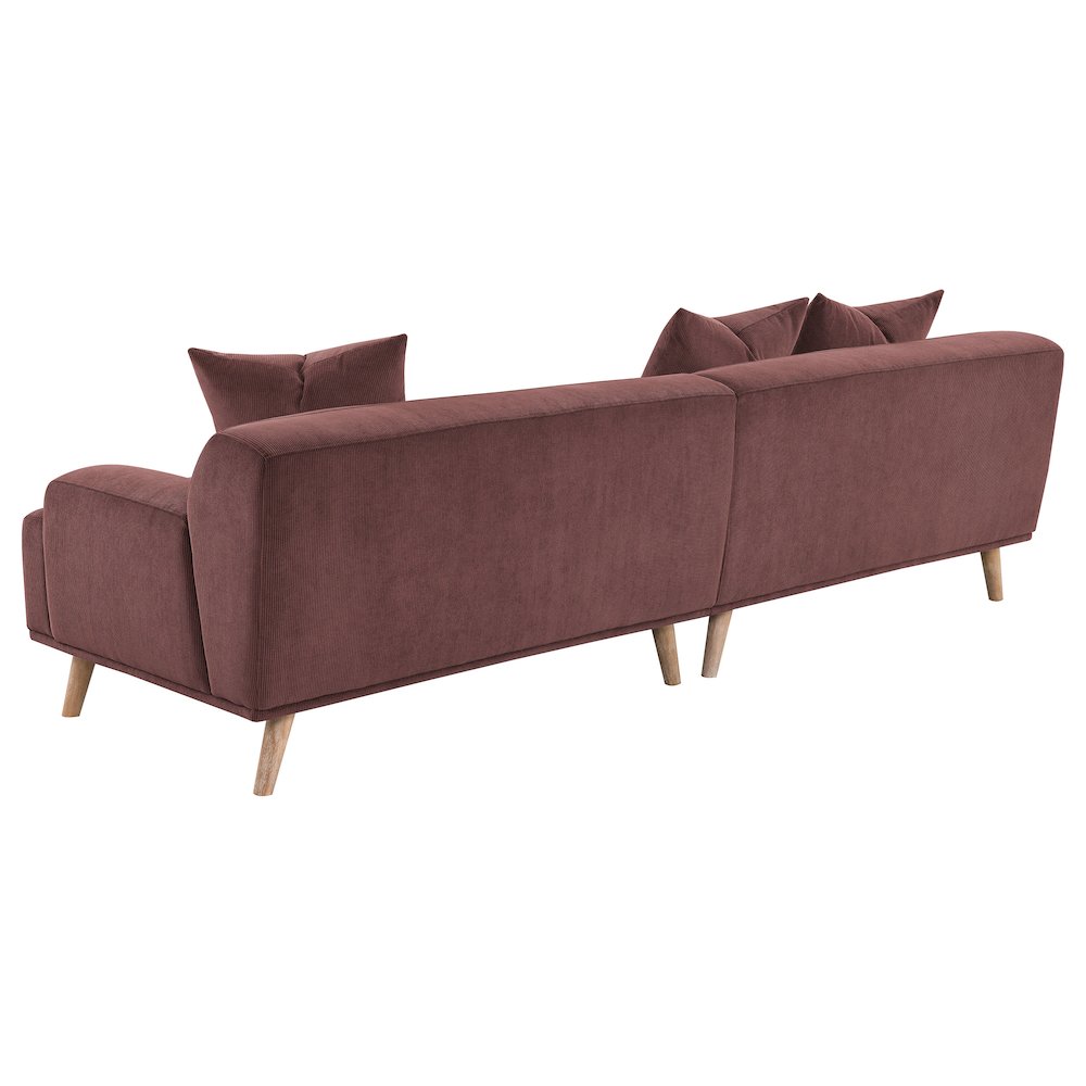Elizabeth Corduroy Upholstered Extra Long Sofa Wine Red. Picture 6