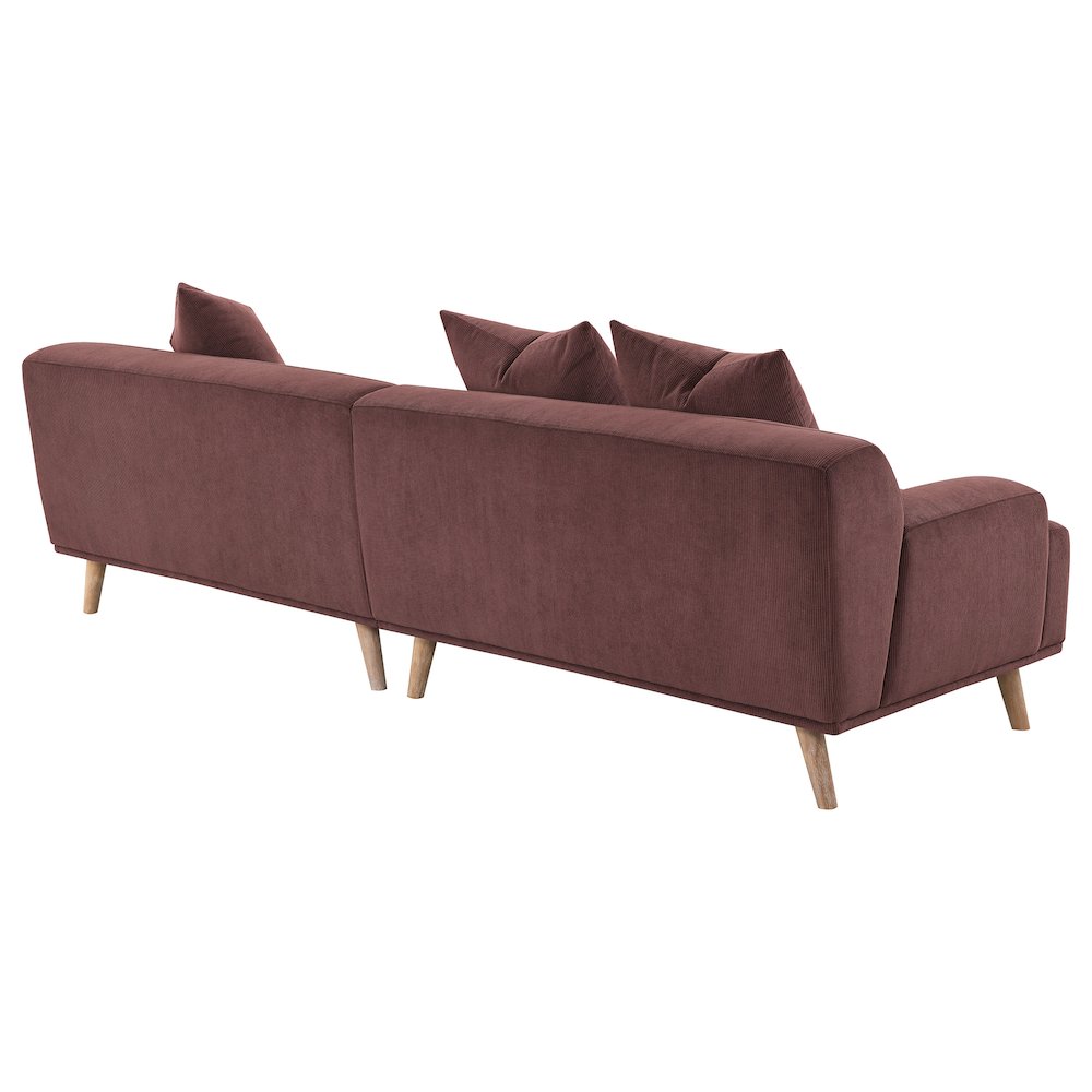 Elizabeth Corduroy Upholstered Extra Long Sofa Wine Red. Picture 7