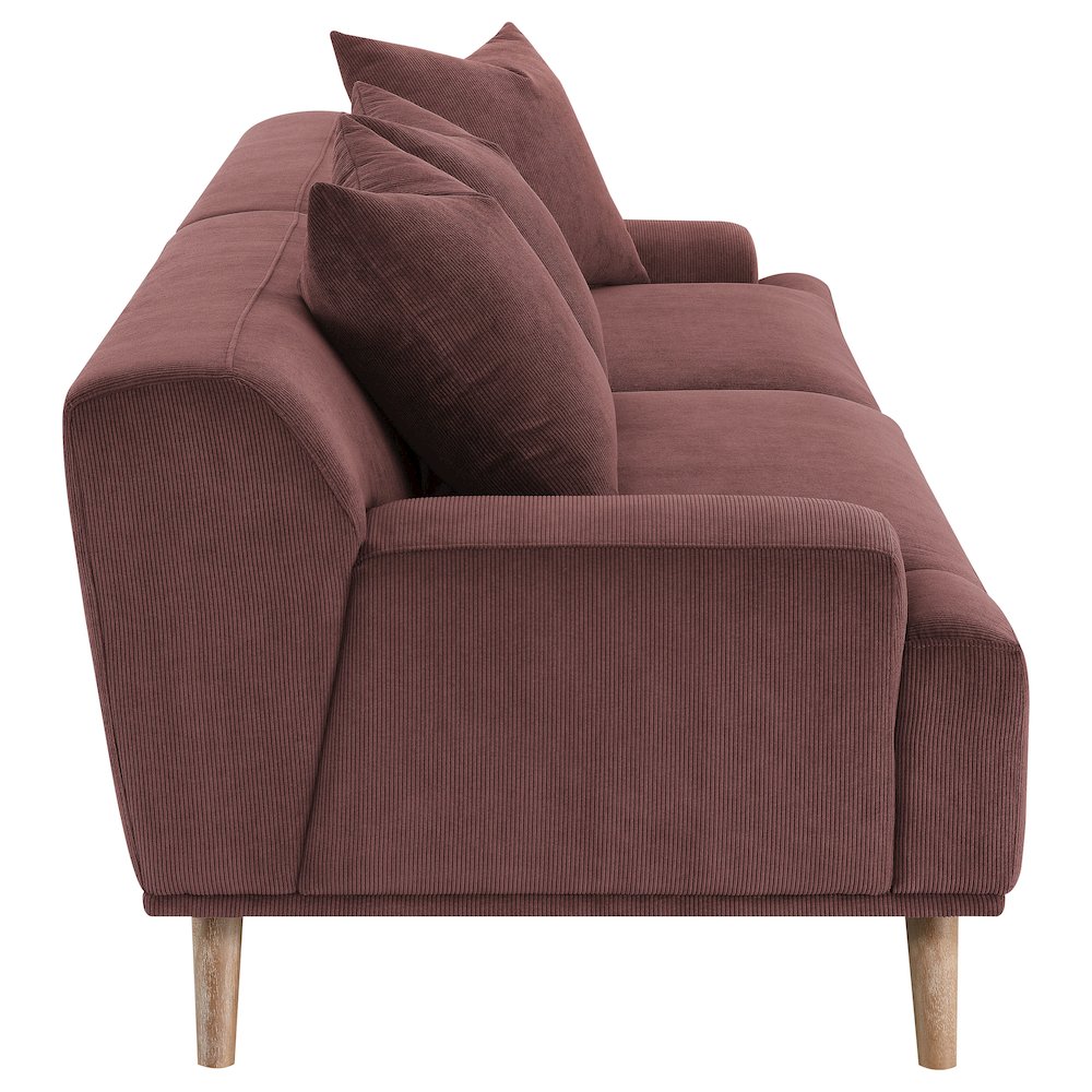 Elizabeth Corduroy Upholstered Extra Long Sofa Wine Red. Picture 8