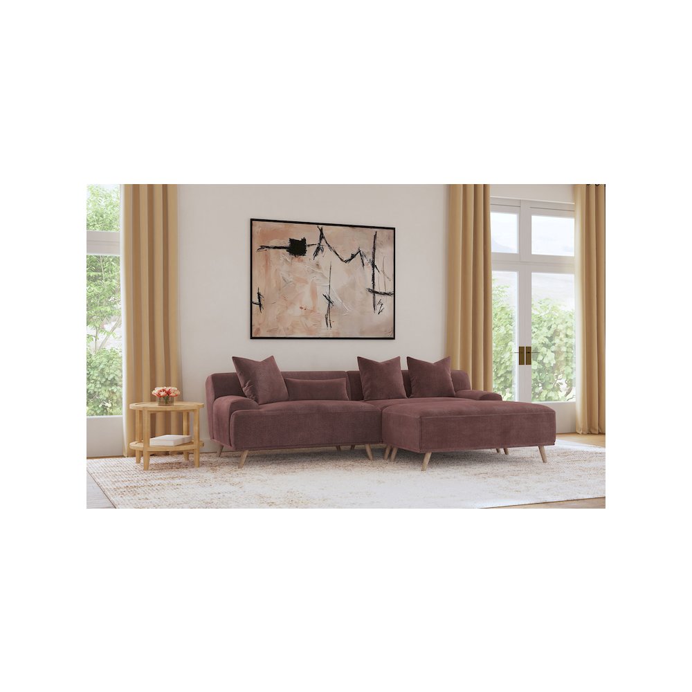 Elizabeth Corduroy Upholstered Extra Long Sofa Wine Red. Picture 11