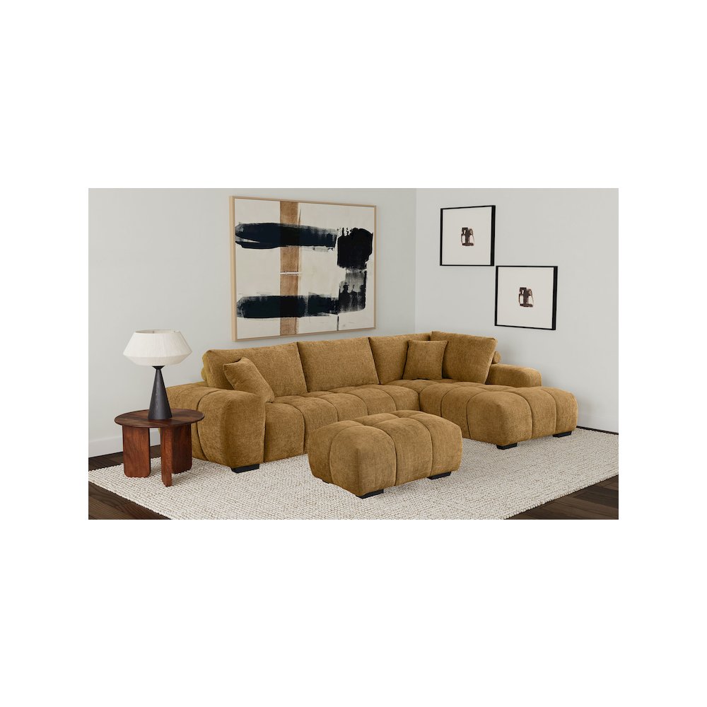 Camacho Rectangular Upholstered Tufted Ottoman Amber. Picture 8