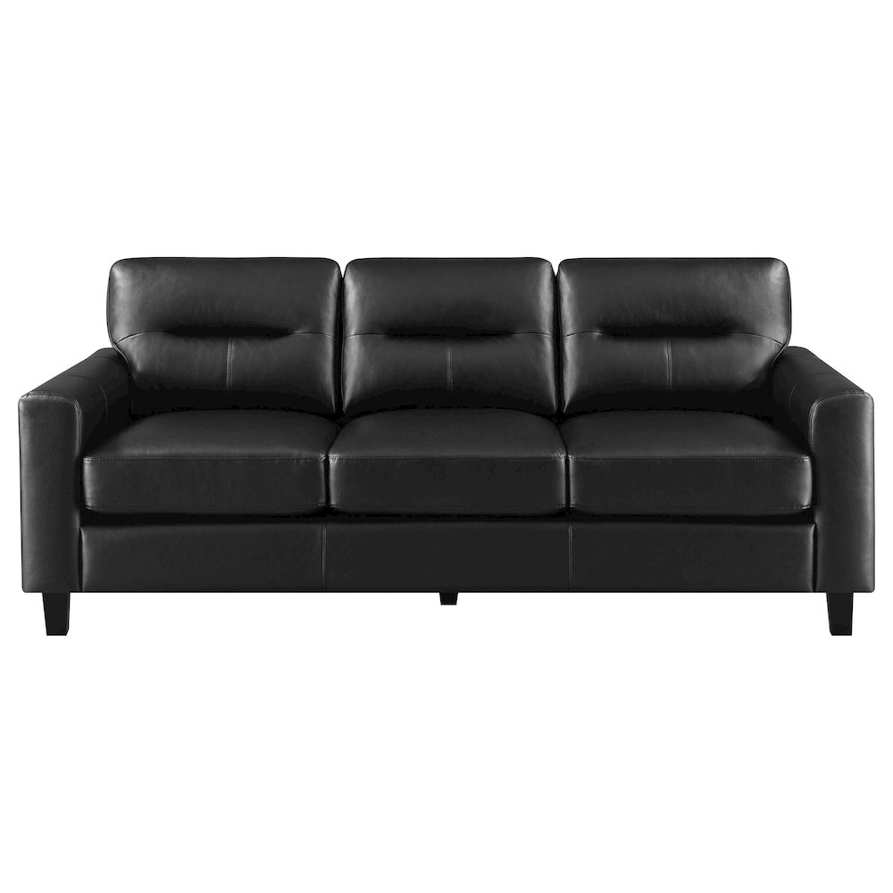 Scotland Faux Leather Upholstered Track Arm Sofa Black. Picture 2