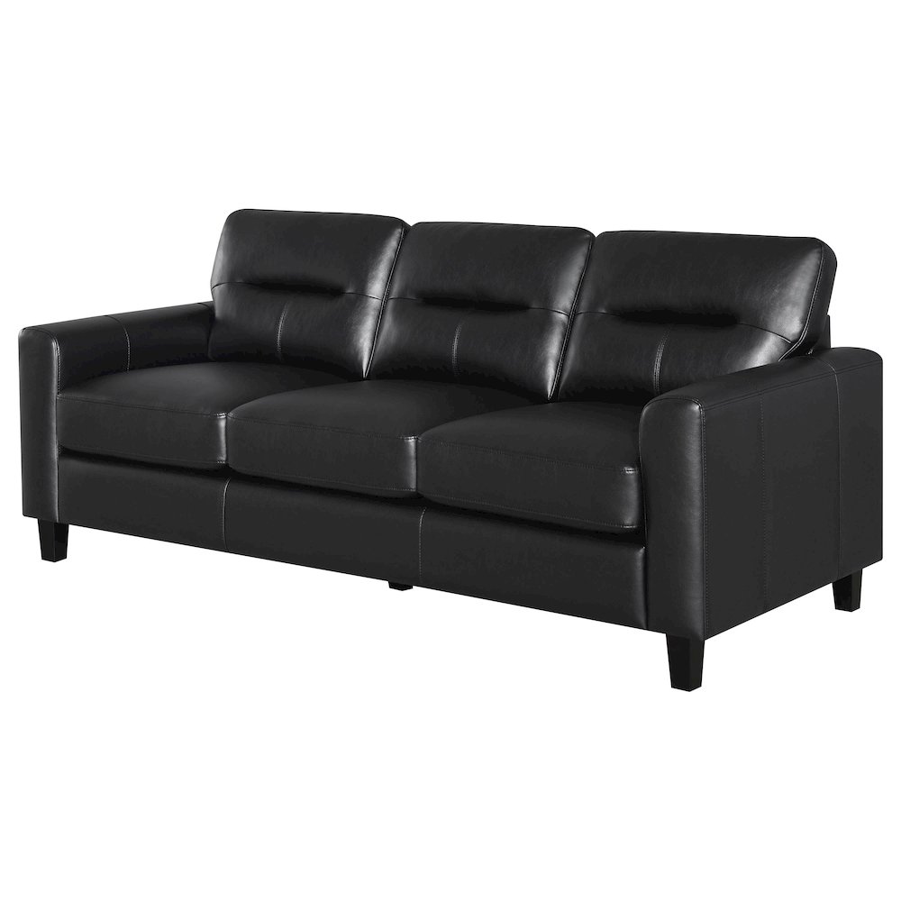 Scotland Faux Leather Upholstered Track Arm Sofa Black. Picture 3