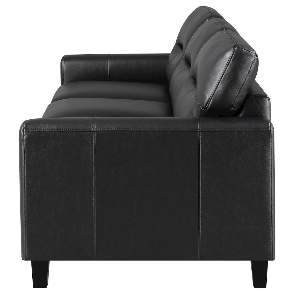 Scotland Faux Leather Upholstered Track Arm Sofa Black. Picture 4