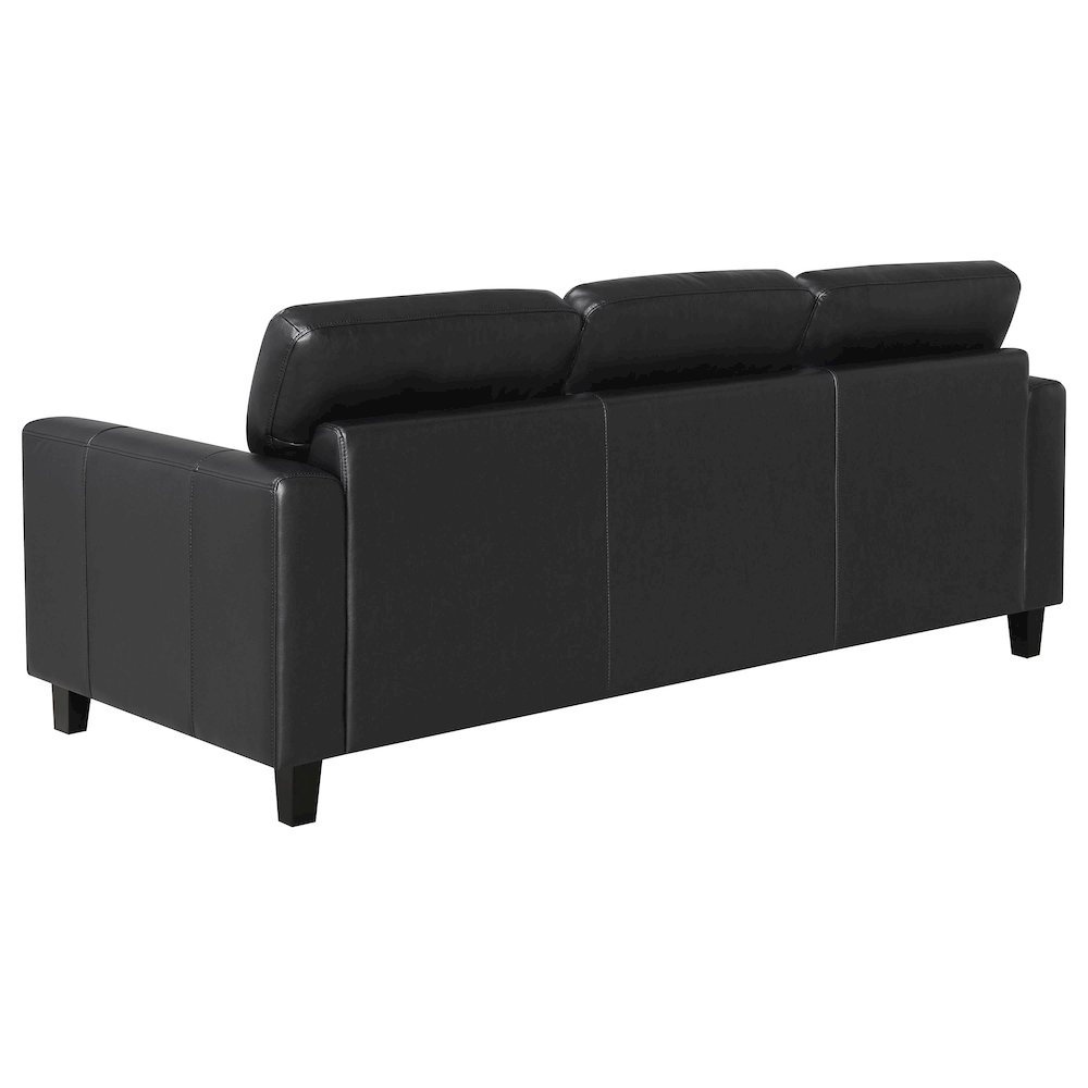 Scotland Faux Leather Upholstered Track Arm Sofa Black. Picture 5