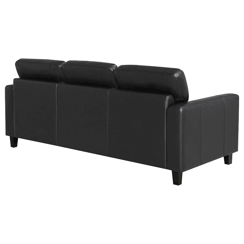 Scotland Faux Leather Upholstered Track Arm Sofa Black. Picture 6