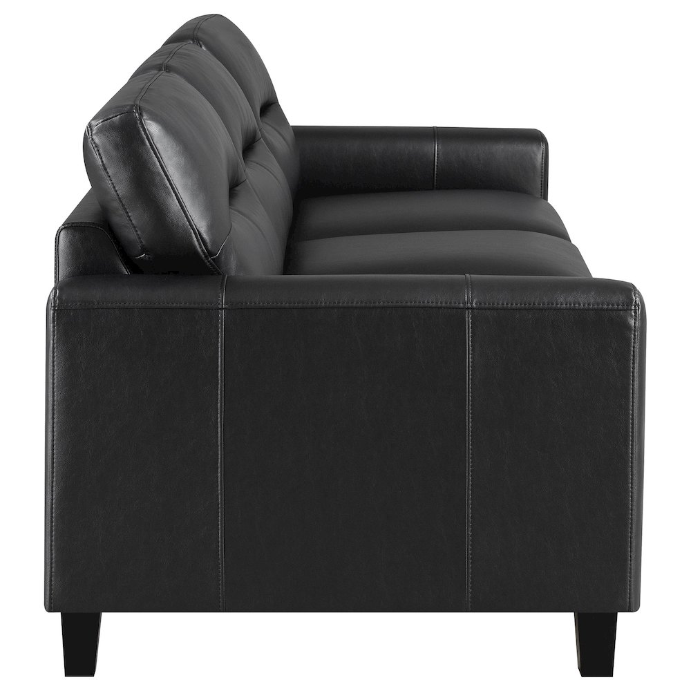 Scotland Faux Leather Upholstered Track Arm Sofa Black. Picture 7