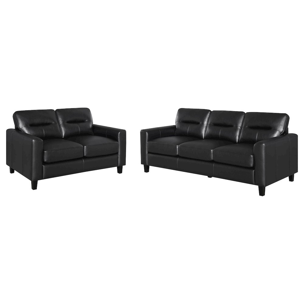 Scotland 2-piece Faux Leather Upholstered Sofa Set Black. Picture 1