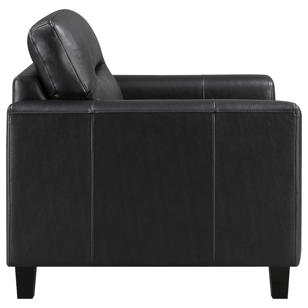 Scotland 3-piece Faux Leather Upholstered Sofa Set Black. Picture 13