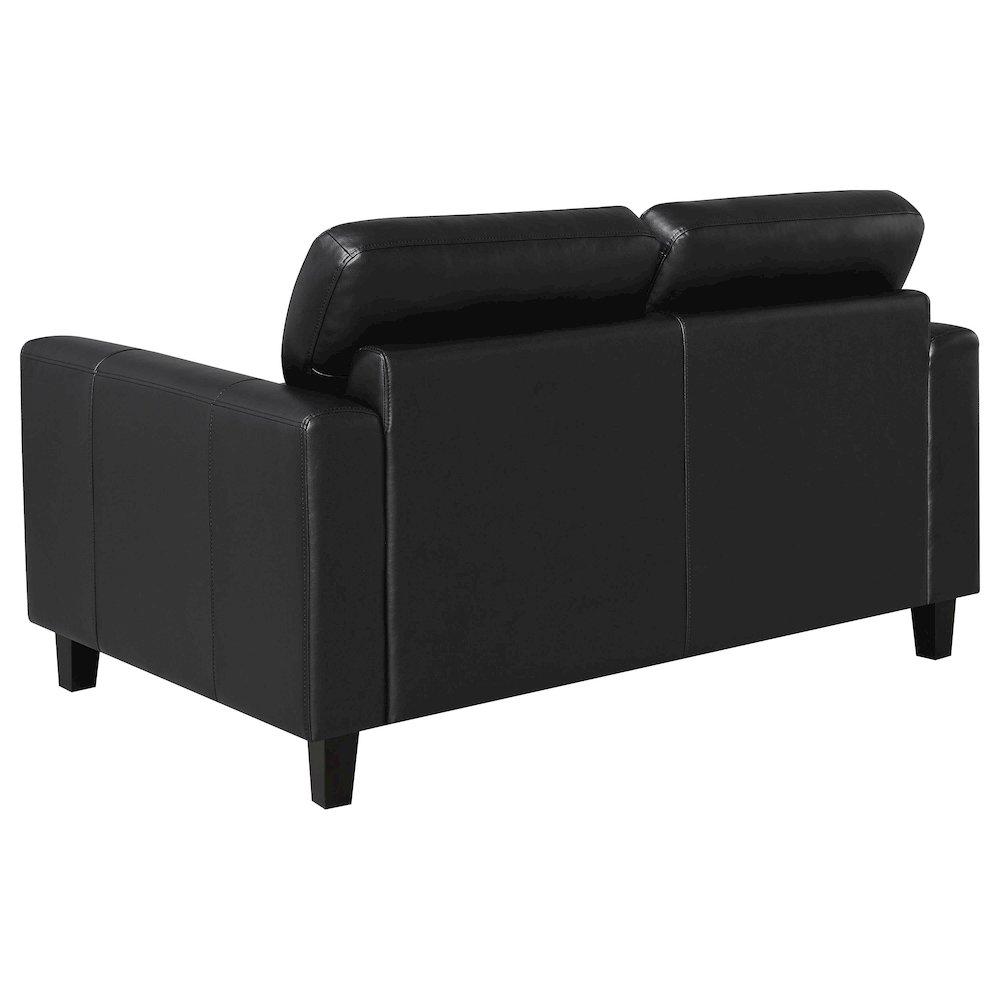 Scotland Faux Leather Upholstered Track Arm Loveseat Black. Picture 5