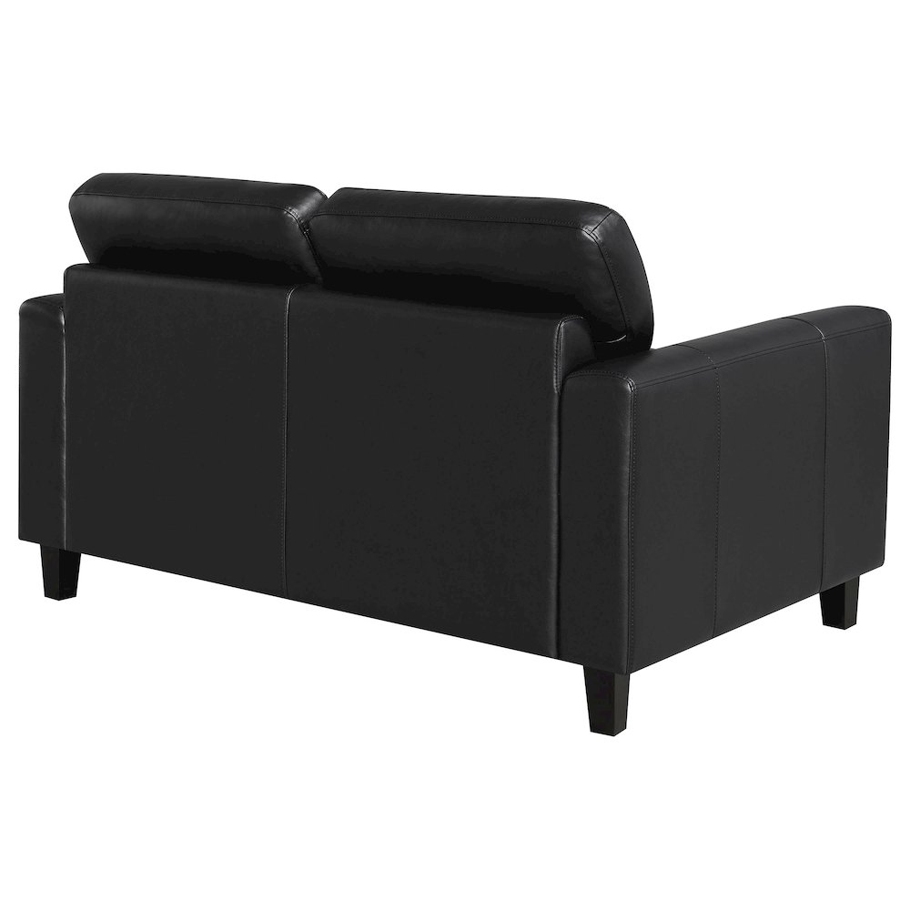 Scotland Faux Leather Upholstered Track Arm Loveseat Black. Picture 6