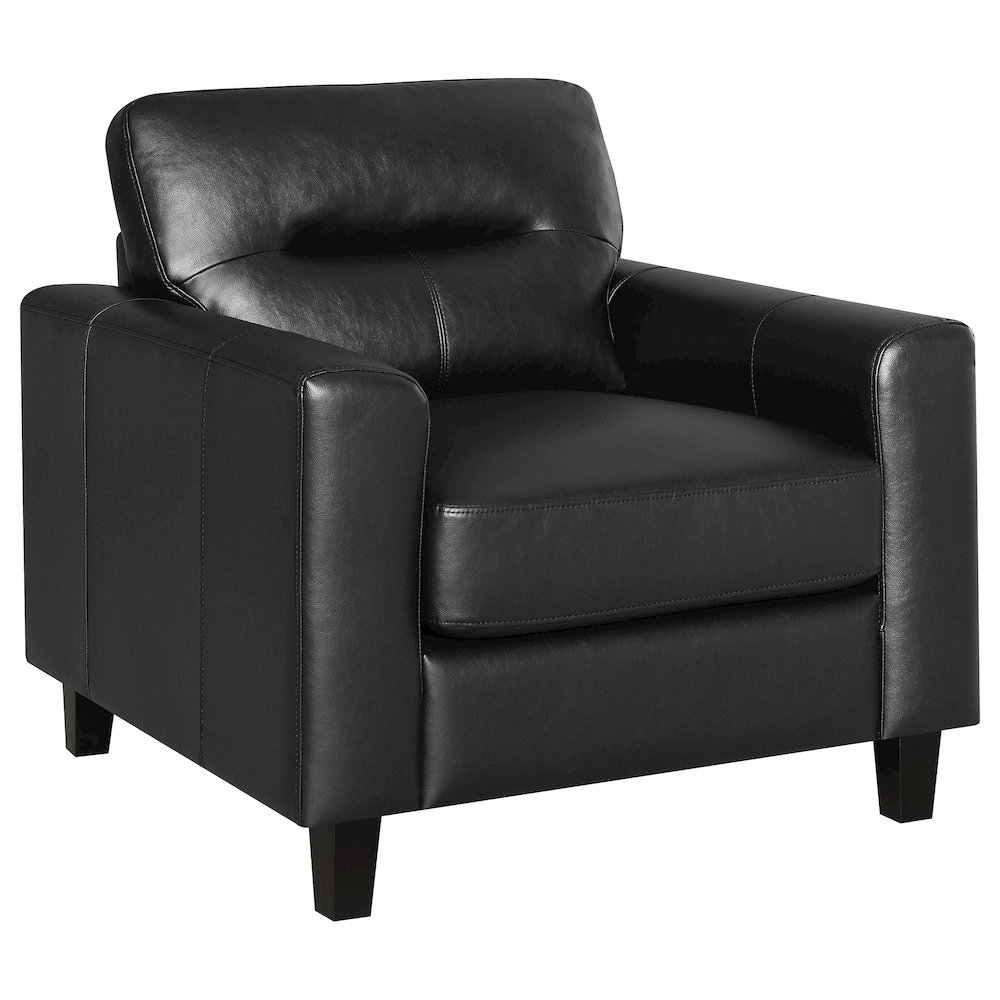 Scotland Faux Leather Upholstered Track Arm Chair Black. Picture 1