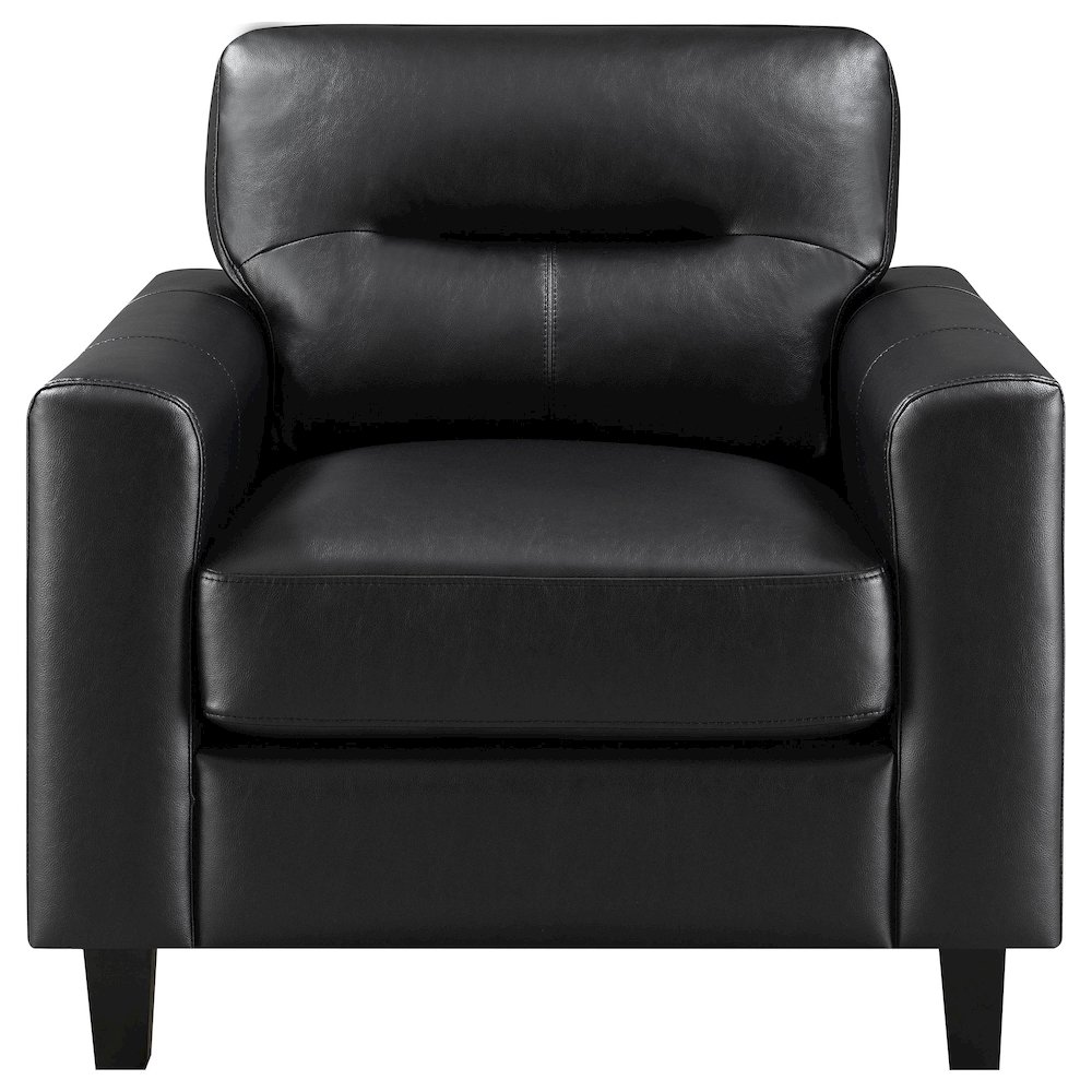 Scotland Faux Leather Upholstered Track Arm Chair Black. Picture 2