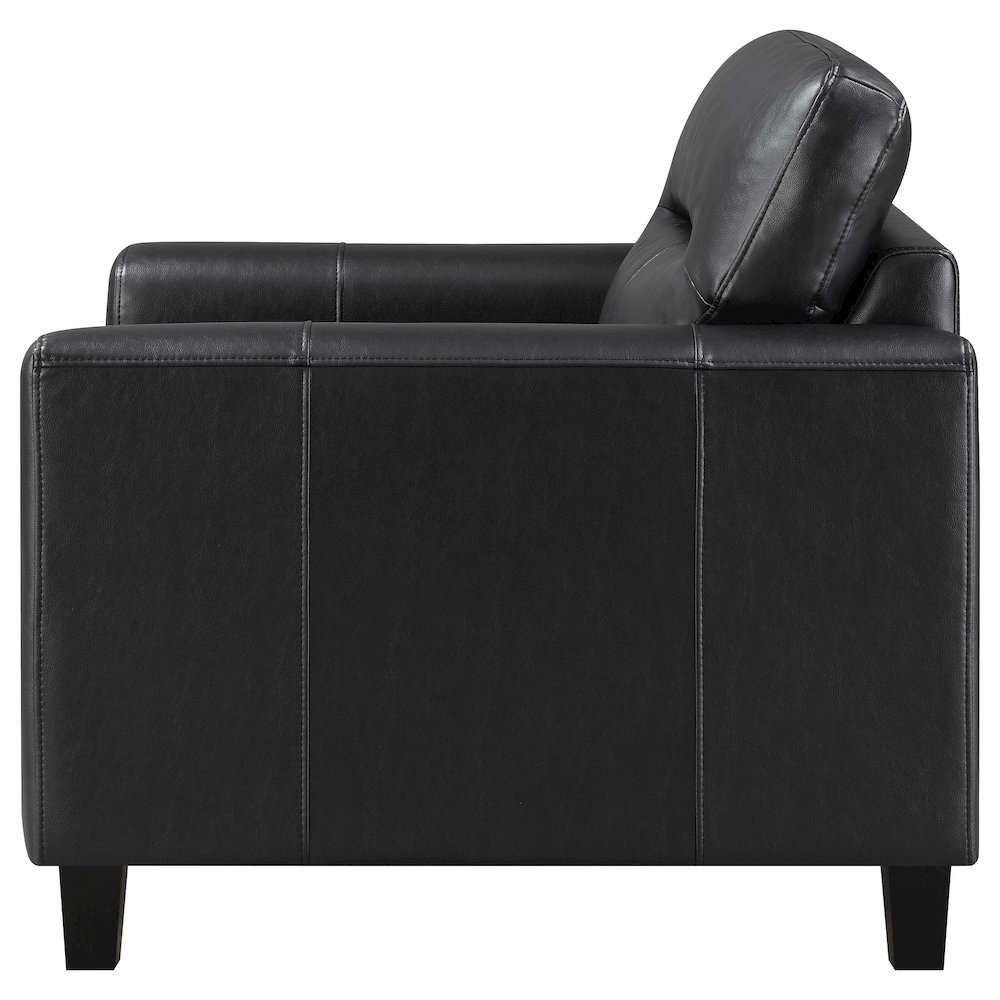 Scotland Faux Leather Upholstered Track Arm Chair Black. Picture 4