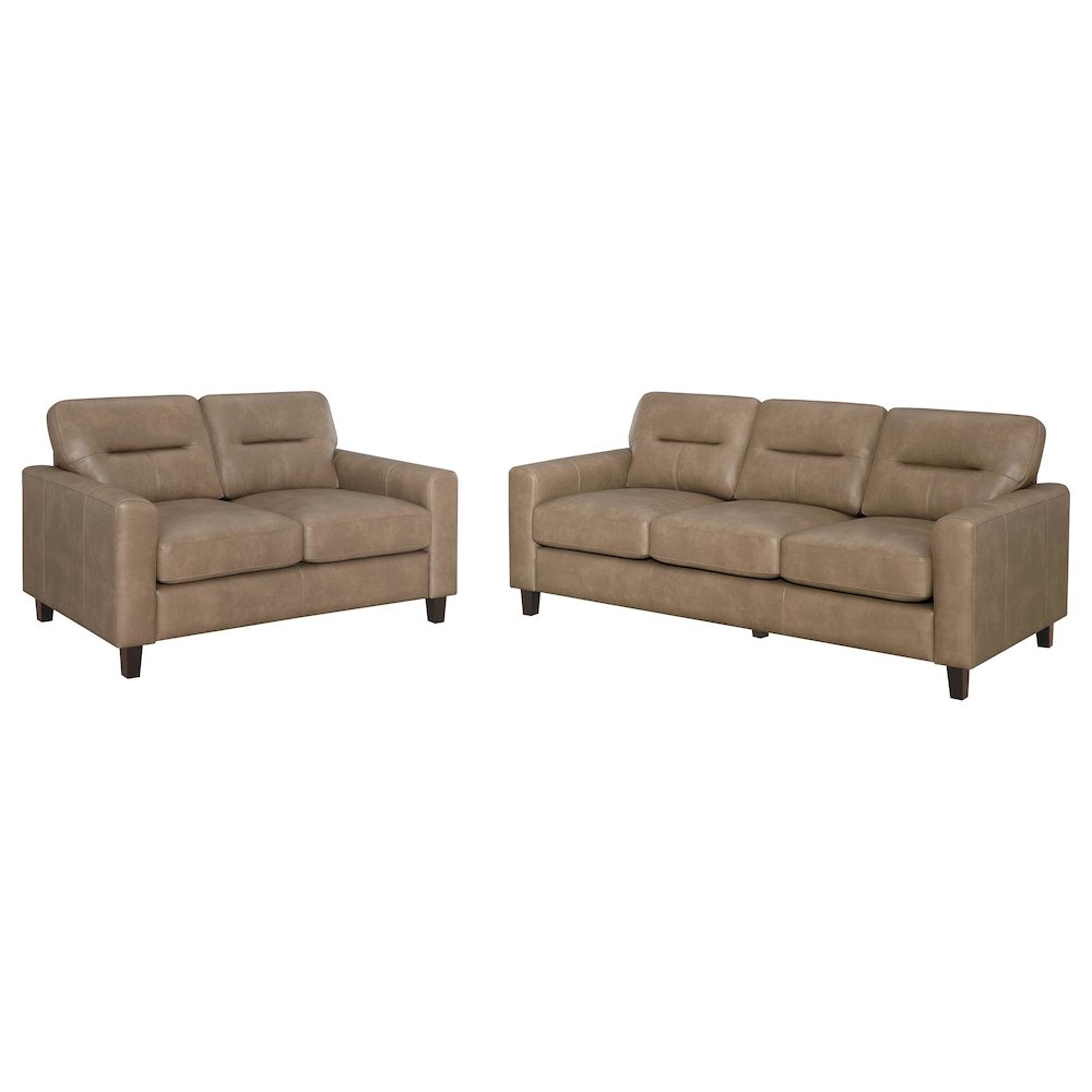 Scotland 2-piece Faux Leather Upholstered Sofa Set Brown. Picture 1