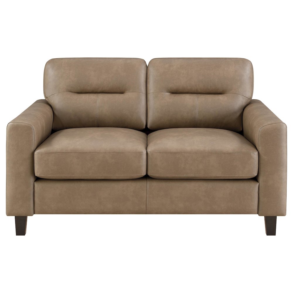 Scotland Faux Leather Upholstered Track Arm Chair Brown. Picture 2