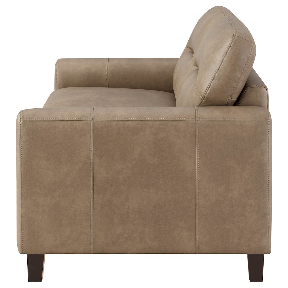 Scotland Faux Leather Upholstered Track Arm Chair Brown. Picture 4