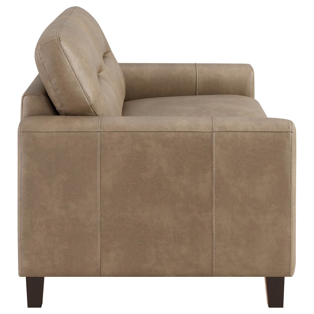 Scotland Faux Leather Upholstered Track Arm Chair Brown. Picture 7