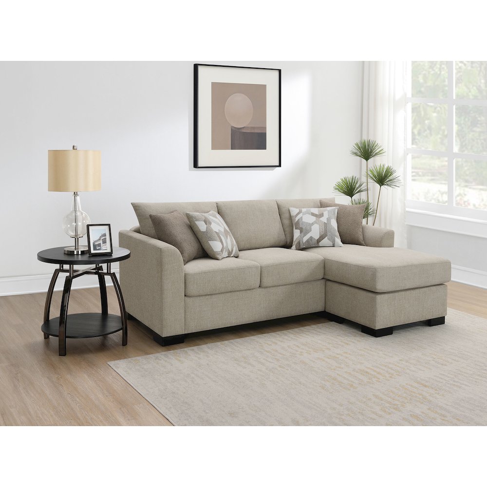 Storey Upholstered Sleeper Sectional Chaise Sofa Camel. Picture 14