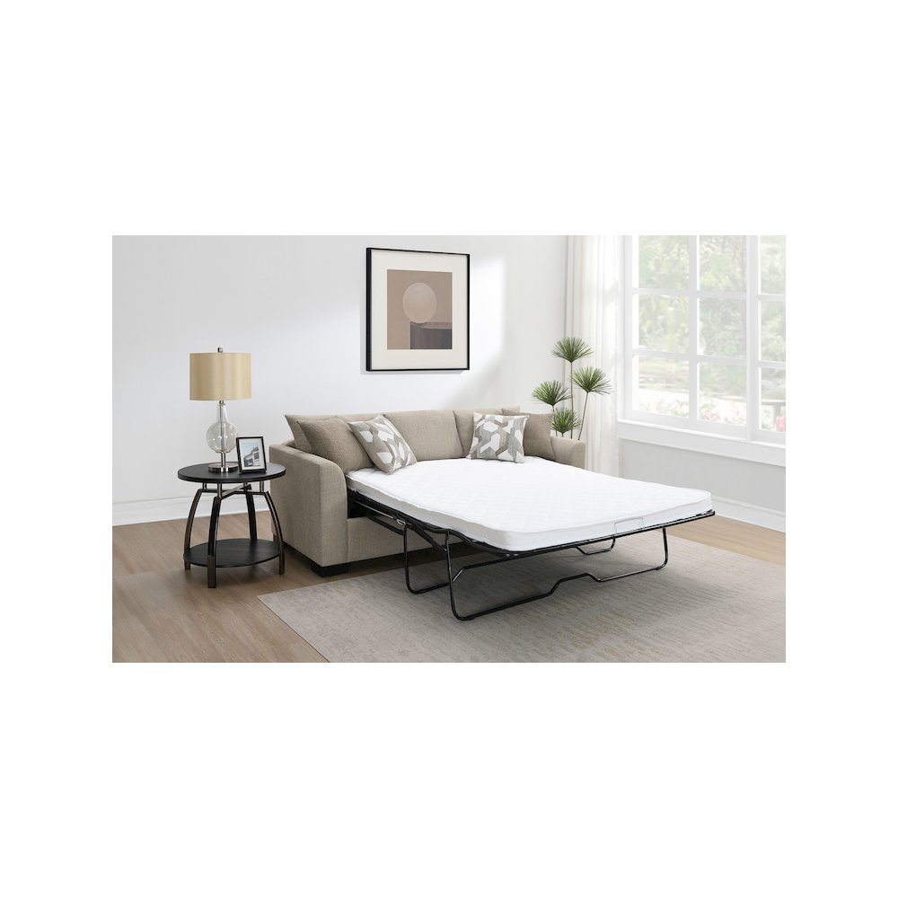 Storey Upholstered Sleeper Sectional Chaise Sofa Camel. Picture 15