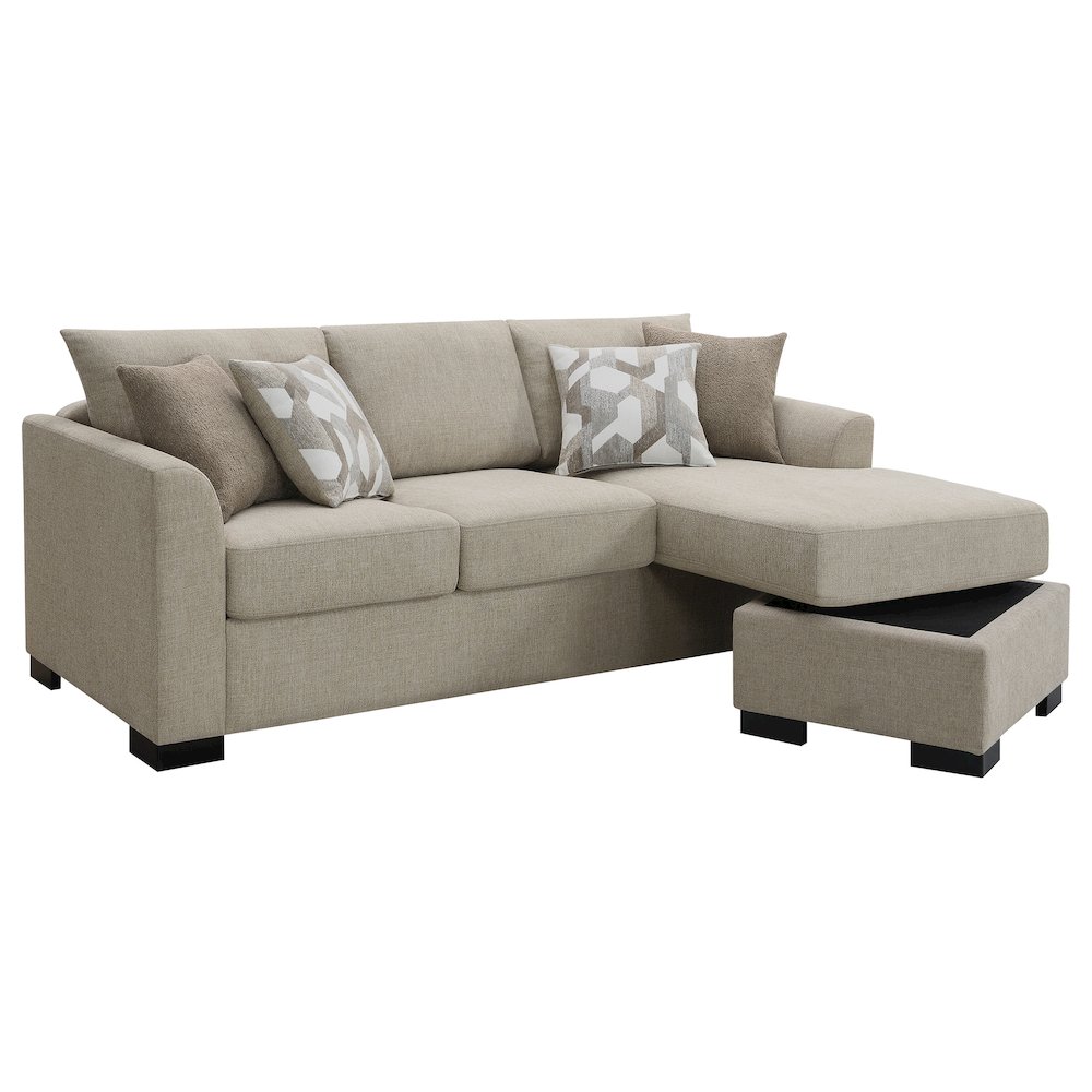 Storey Upholstered Sleeper Sectional Chaise Sofa Camel. Picture 3