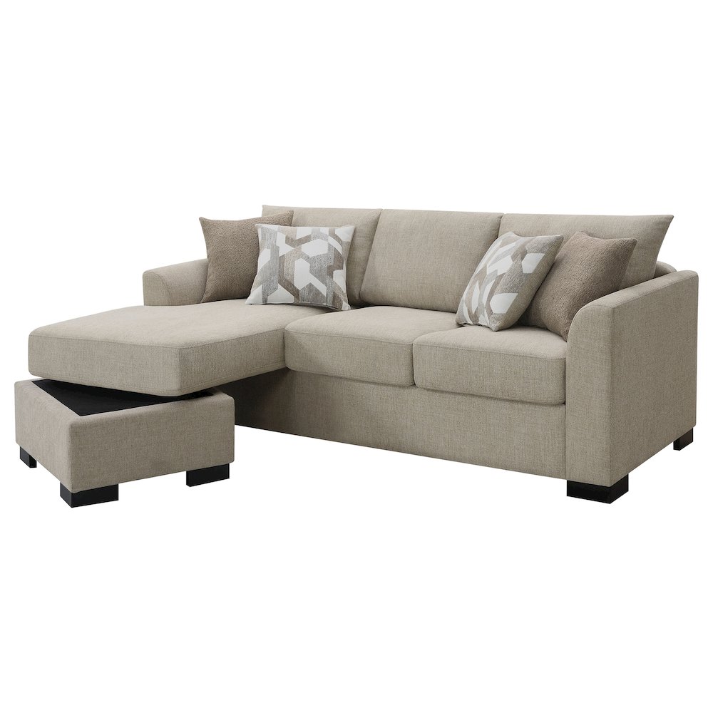 Storey Upholstered Sleeper Sectional Chaise Sofa Camel. Picture 6