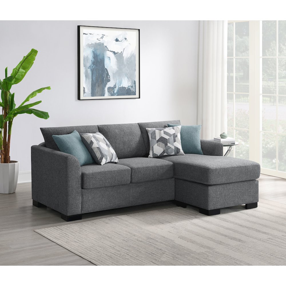Storey Upholstered Sleeper Sectional Chaise Sofa Grey. Picture 14