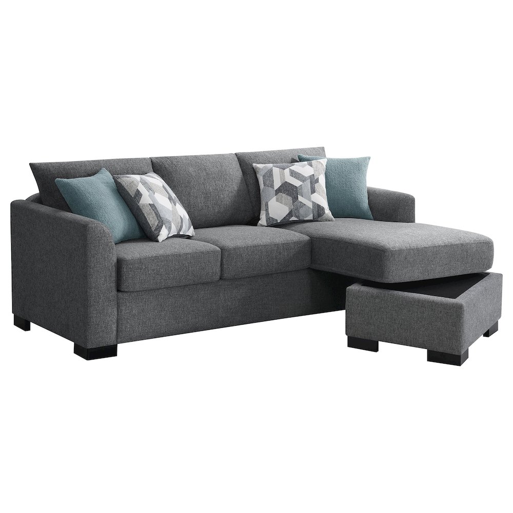 Storey Upholstered Sleeper Sectional Chaise Sofa Grey. Picture 3