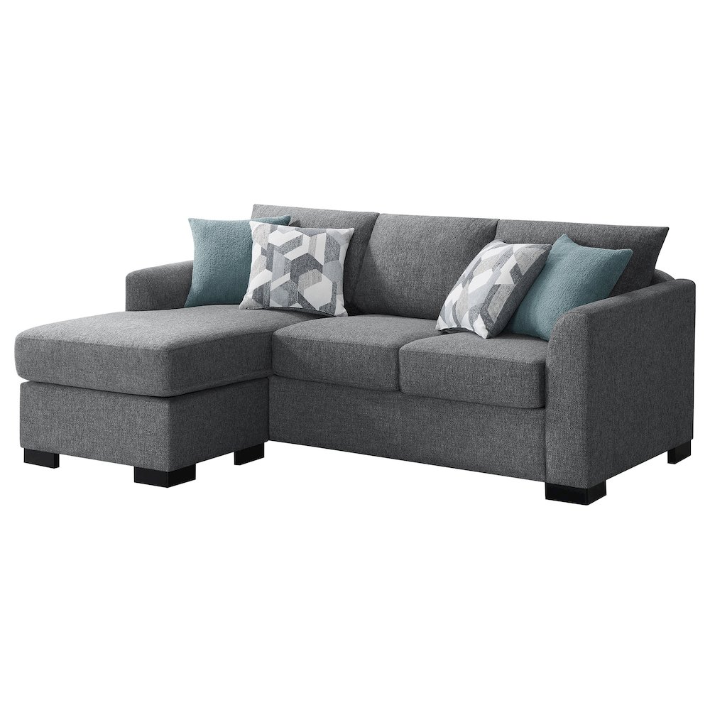 Storey Upholstered Sleeper Sectional Chaise Sofa Grey. Picture 5