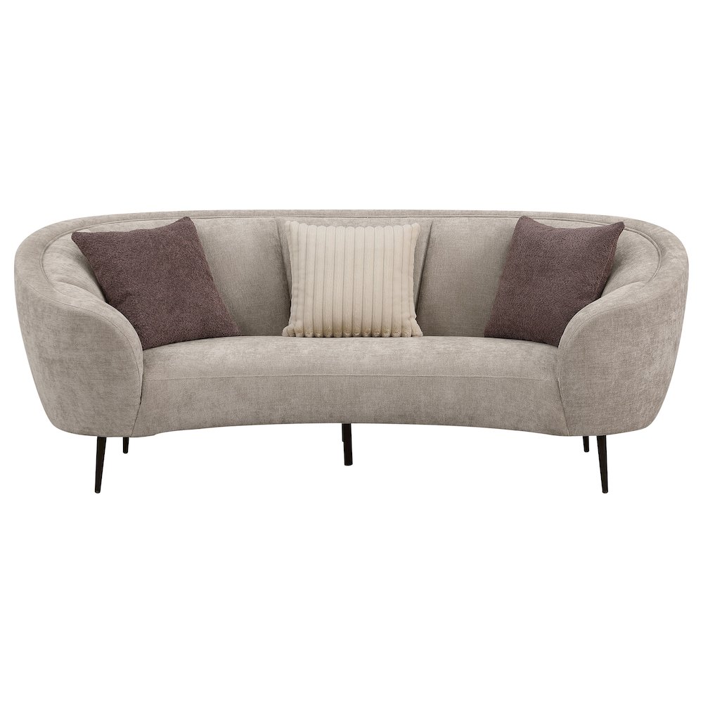 Ellorie Upholstered Channel Back Curved Sofa Beige. Picture 3