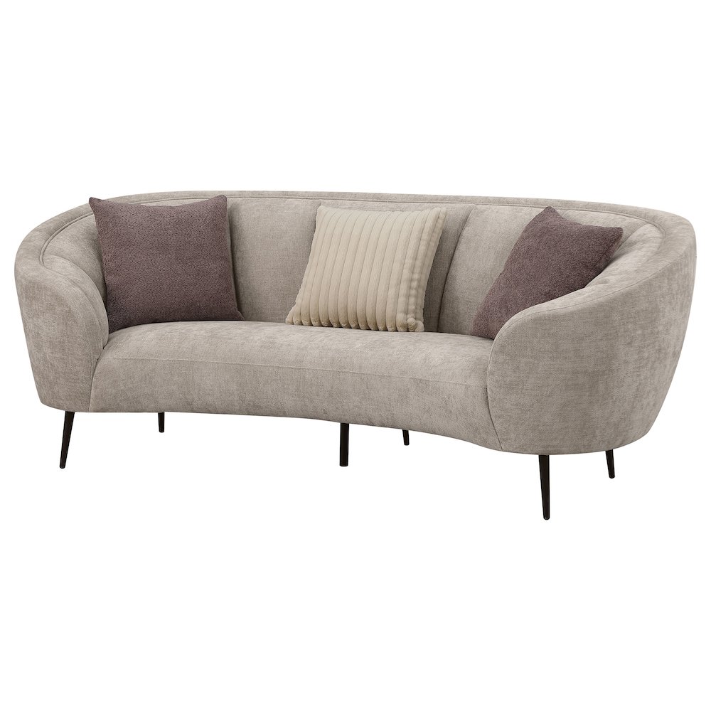 Ellorie Upholstered Channel Back Curved Sofa Beige. Picture 4