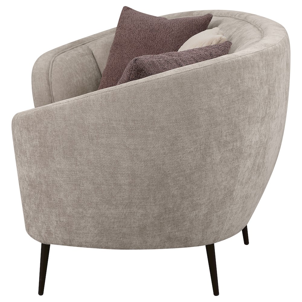 Ellorie Upholstered Channel Back Curved Sofa Beige. Picture 5