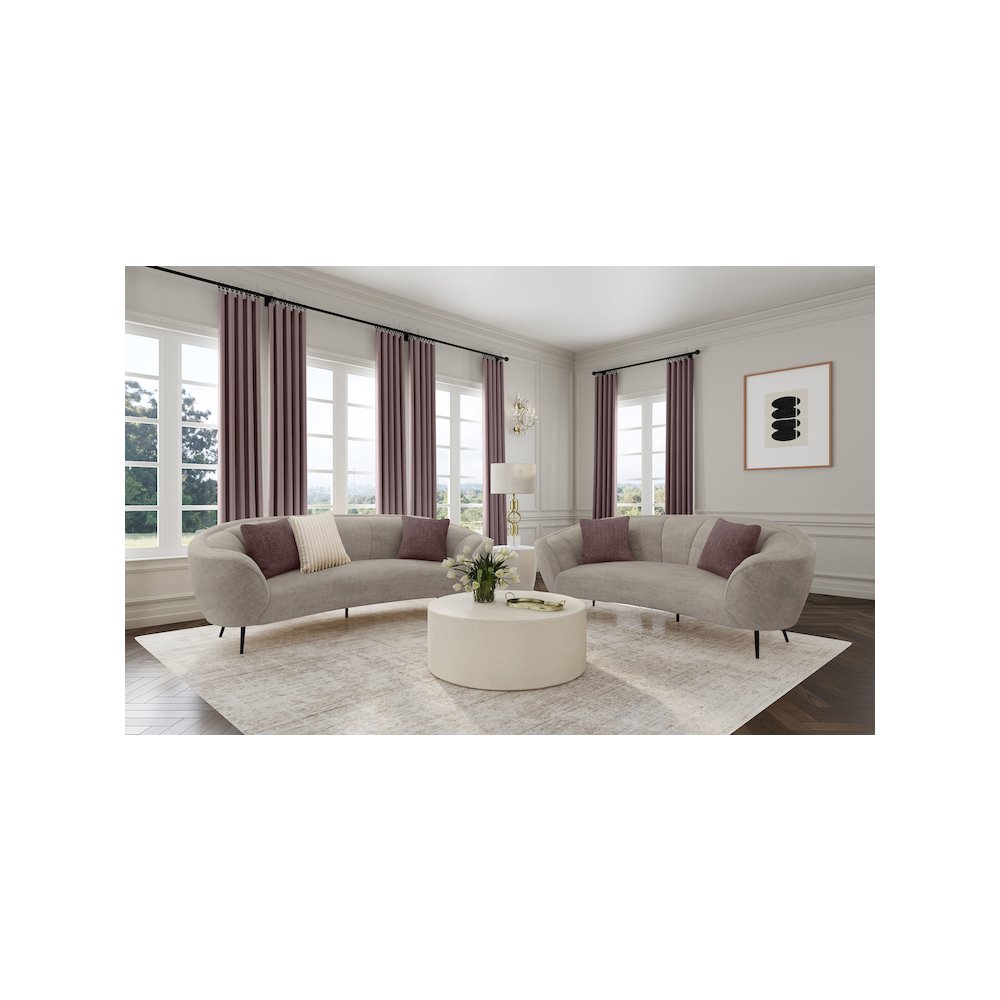 Ellorie 2-piece Upholstered Curved Sofa Set Beige. Picture 2