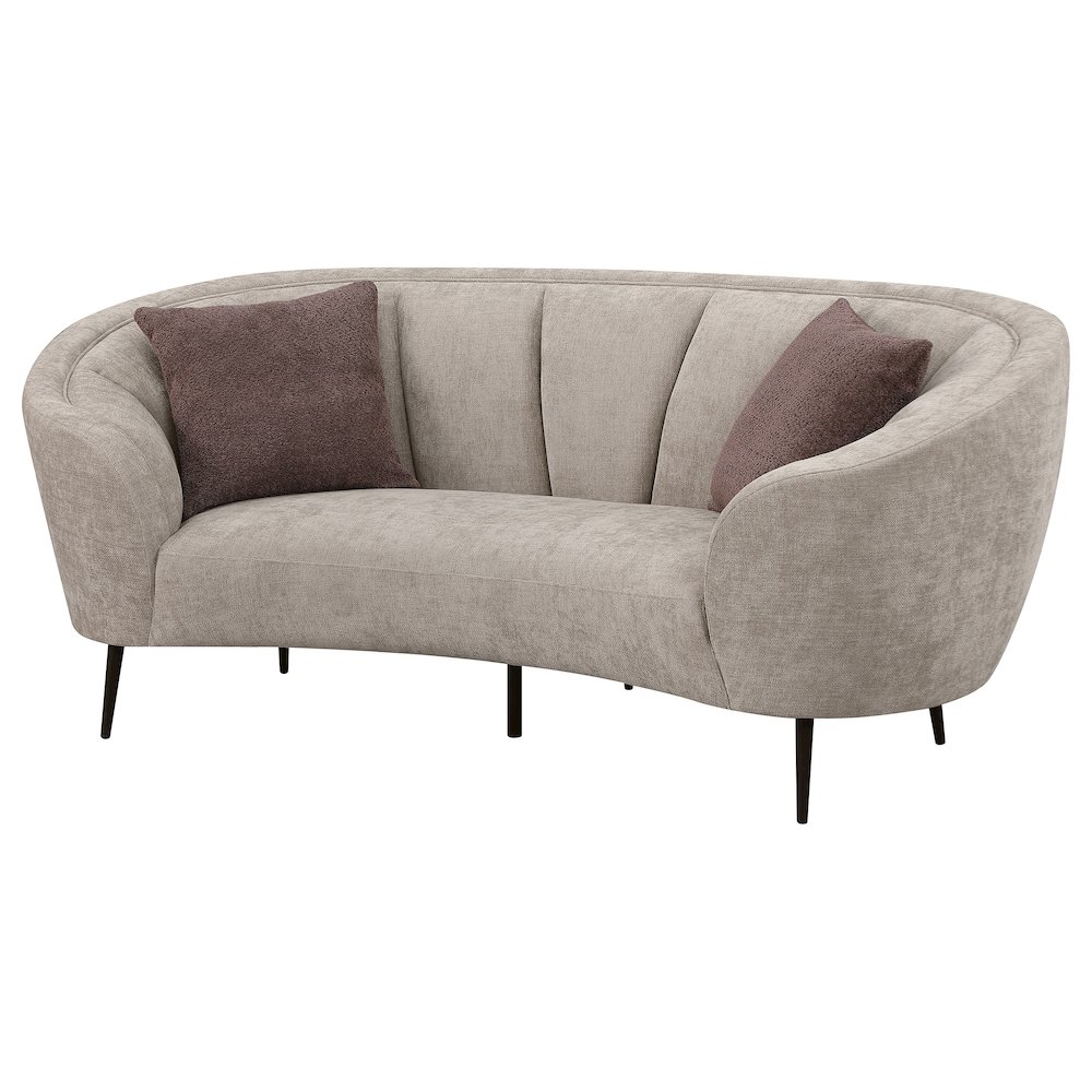 Ellorie Upholstered Channel Back Curved Loveseat Beige. Picture 4