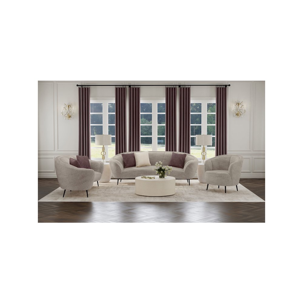 Ellorie Upholstered Channel Back Curved Loveseat Beige. Picture 11