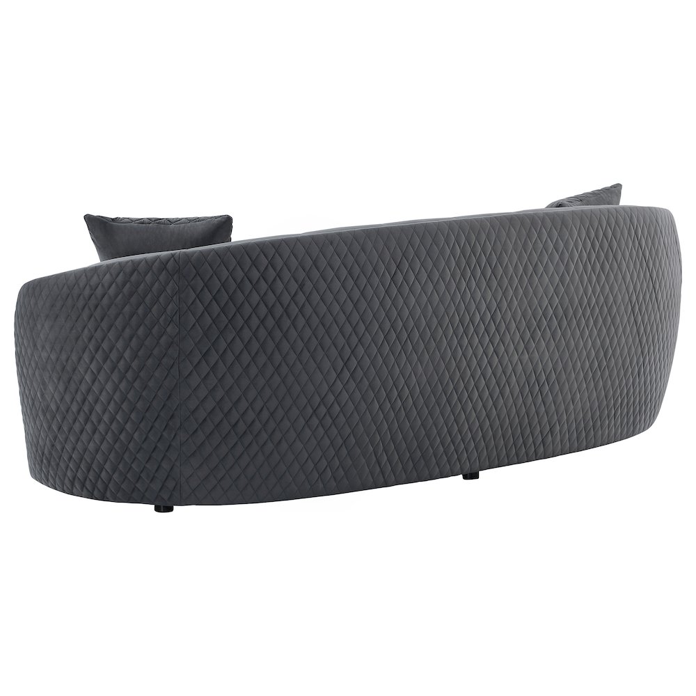 Brookside Velvet Upholstered Curved Sofa Dark Grey. Picture 6