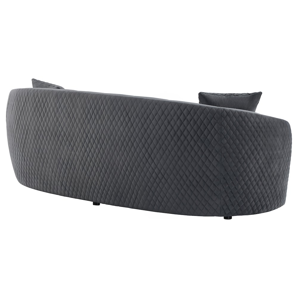 Brookside Velvet Upholstered Curved Sofa Dark Grey. Picture 7