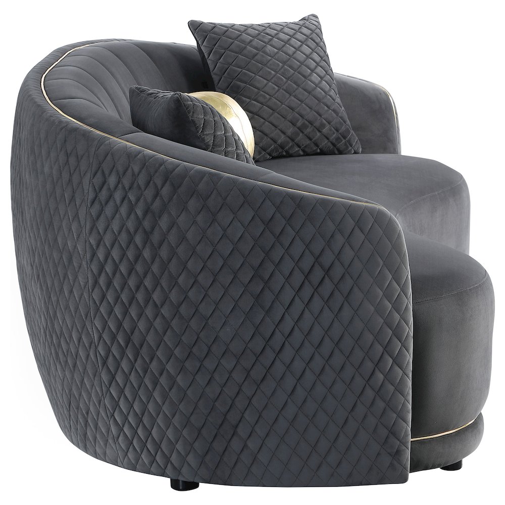 Brookside Velvet Upholstered Curved Sofa Dark Grey. Picture 8