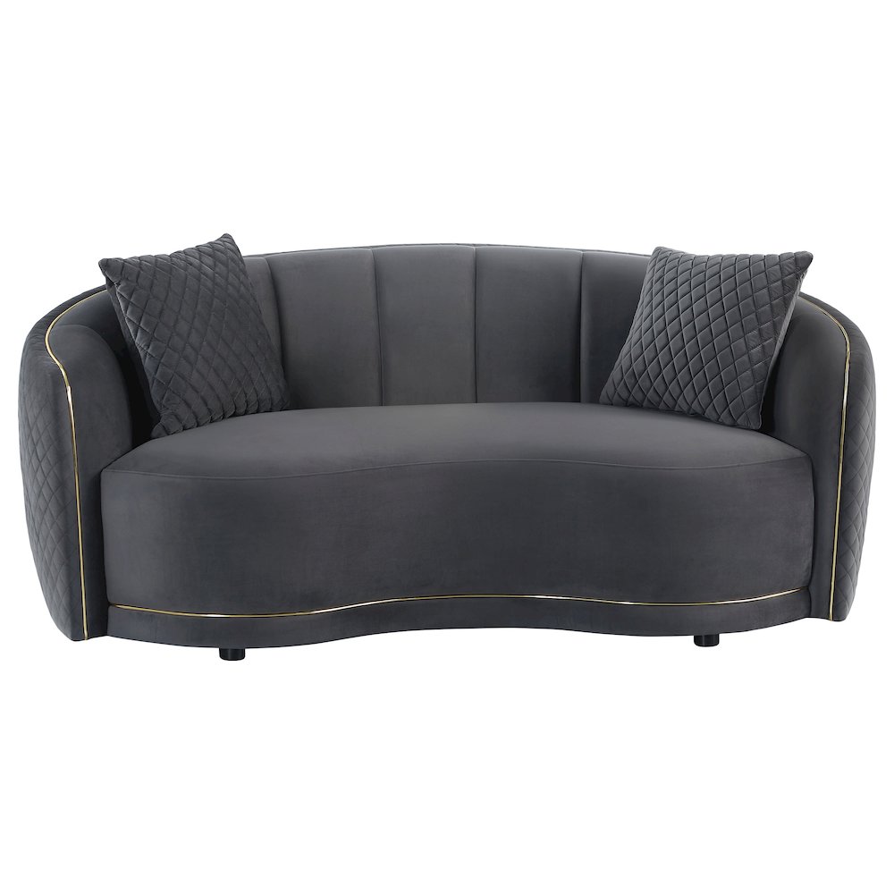 Brookside 2-piece Velvet Upholstered Sofa Set Dark Grey. Picture 8