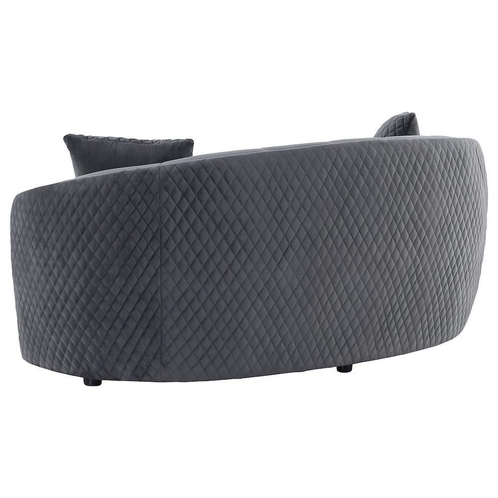 Brookside Velvet Upholstered Curved Loveseat Dark Grey. Picture 6
