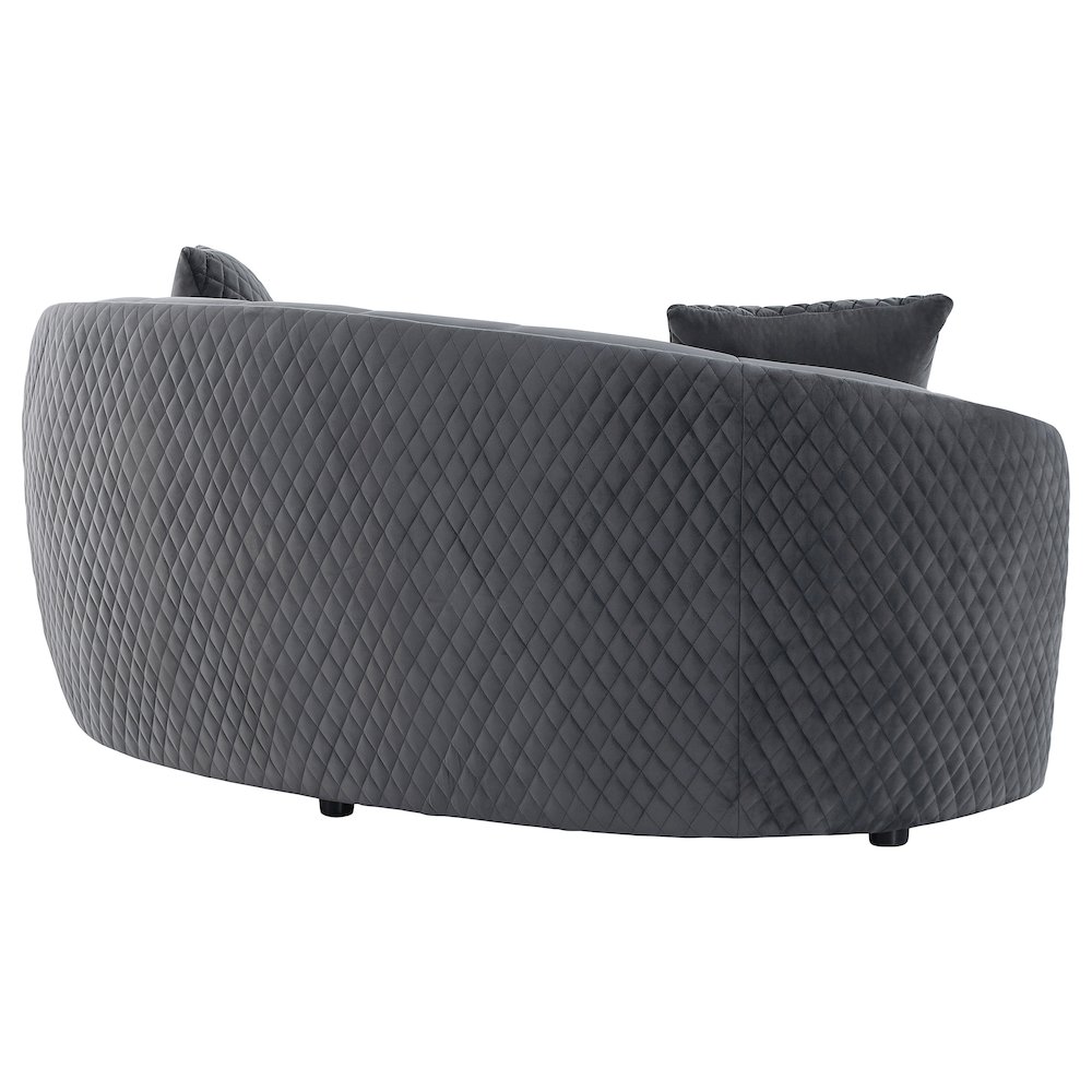 Brookside Velvet Upholstered Curved Loveseat Dark Grey. Picture 7