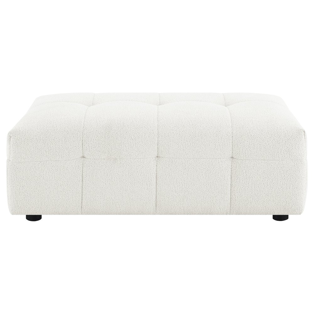 Everly Boucle Upholstered Rectangular Ottoman Off White. Picture 3