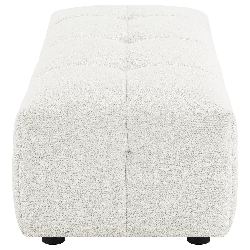 Everly Boucle Upholstered Rectangular Ottoman Off White. Picture 5