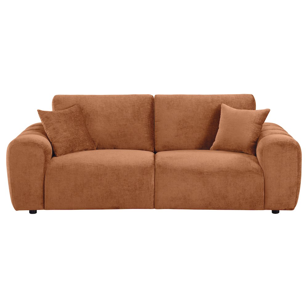 Burnett Chenille Upholstered Wide Arm Sofa Burnt Orange. Picture 2